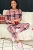 Pink kariert - Kuscheliger langärmeliger Pyjama mit Rundhalsausschnitt, Regular