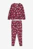 Berry Red Cotton Long Sleeve Pyjamas, Regular