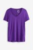 Violett - Slouch T-Shirt mit V-Ausschnitt, Regular