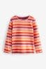 Orange gestreift - Baumwollreiches Langarm-Ripp-T-Shirt (3 Monate bis 7 Jahre)