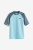 Blue Colourblock Short Sleeve Sunsafe Rash Vest (3-16yrs)