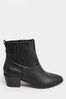 Yours Curve Black Wide Fit PU Ankle Western Boots