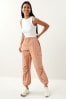 Dusty Pink Parachute Cotton Cargo Graphic Trousers, Reg/Long