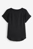 Black Woven Mix Short Sleeve Raglan T-Shirt, Regular