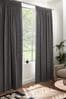 Dark Charcoal Grey Cotton Blackout/Thermal Pencil Pleat Curtains