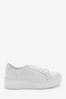 White Lace Up Signature Forever Comfort® Leather Chunky Wedges Platform Trainers, Lace Up