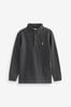 Charcoal Grey Long Sleeve Pique Polo Shirt (3-16yrs)
