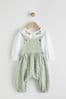 Mint Green Baby Woven Dungarees and Bodysuit Set (0mths-2yrs)