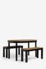 Dark Bronx Oak Effect 4 Seater Bench Dining Table and Bench Set