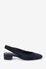 Navy Blue Forever Comfort® Leather Slingback Low Block Heels