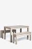Grey Bronx Oak Effect 4 Seater Bench Dining Table and Bench Set