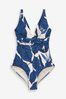 Blue Leaf Plunge Tummy Control Swimsuit, Regular