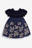 Gucci Navy GG Jacquard Shorts Navy Floral Embroidered Party Dress