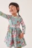 Teal Floral Cotton Elastane Jersey Dress (3mths-7yrs)