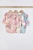 Pink and Blue Floral Baby Long Sleeve Bodysuits 3 Pack