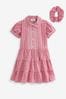 Clarks Red Clarks Gingham School Dress and Scrunchie Set