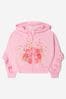 Girls Cotton Roses Zip Up Top in Pink
