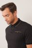 Black/Gold Diamond Short Sleeve Print Polo Shirt