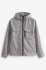 Grey Shower Resistant Hooded Utility Jacket
