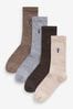 Brown/Cream 4 Pack Heavyweight Socks
