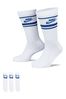 Nike White/Blue Sportswear Everyday Essential White Crew Socks 3 Pack
