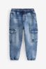 Light Blue Cargo Jeans With Elasticated Waist (3-16yrs)