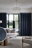 Navy Blue Next Heavyweight Chenille Eyelet Blackout/Thermal Curtains, Blackout/Thermal