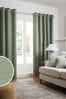 Sage Green Next Heavyweight Chenille Eyelet Blackout/Thermal Curtains, Blackout/Thermal