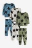 Khaki Green/Blue/White Star Snuggle Pyjamas 3 Pack (9mths-12yrs)