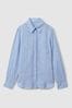 Reiss Blue Campbell Linen Long Sleeve Shirt