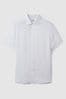 Reiss White Holiday Slim Fit Linen Button-Through Curwen Shirt