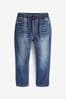 Indigo Blue Loose Fit Jersey Stretch Jeans With Adjustable Waist (3-16yrs), Loose Fit