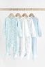 Pale Blue 4 Pack Elephant Baby Sleepsuits (0-2yrs), 4 Pack