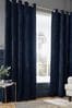 Deep Navy Blue Hyperion Selene Luxury Chenille Weighted Eyelet Curtains