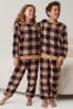Neutral Check Matching Family Kids Cosy Fleece Pyjamas (3-16yrs)