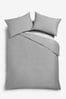 Grey Mid Cotton Rich Plain Duvet Cover and Pillowcase Set, Plain