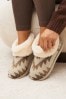 Brown/Cream Tribal Print Shoot Slippers