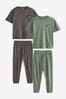 Grün/Grau - Pyjama mit Bündchen, 2er-Pack