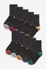 Black with Contrast Heel and Toe Cotton Rich Socks 10 Pack