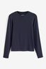 Navy Soft Touch Ribbed Long Sleeve T-Shirt with TENCEL™ Lyocell