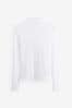 White Long Sleeve High Neck Semi-Sheer Top