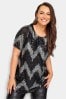Yours Curve Silver London Sequin Zig Zag Front T-Shirt