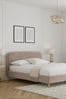 Opulent Velvet Natural Pebble Matson Upholstered Bed Bed Frame, Bed