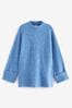 Blue Oversized Roll Neck Jumper