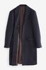 Navy Blue Signature Italian Wool Rich Epsom Overcoat With Cashmere