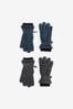 Blue/Grey 2 Pack Fleece Gloves (3-16yrs)