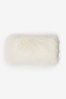 Cream Long Faux Fur Rectangle Cushion, Rectangle