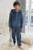 Navy Blue Soft Touch Teddy Borg Fleece All-In-One (3-16yrs)