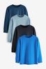 Blue 4 Pack Long Sleeve Cosy T-Shirts (3-16yrs)