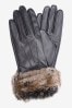 Barbour® Faux Fur Trimmed Leather Gloves